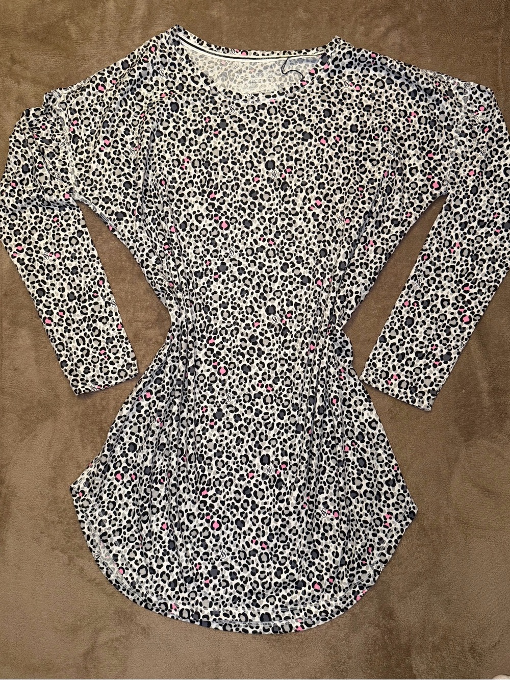 Victoria's Secret Leopard Print Long Sleeve Sleep Shirt XS